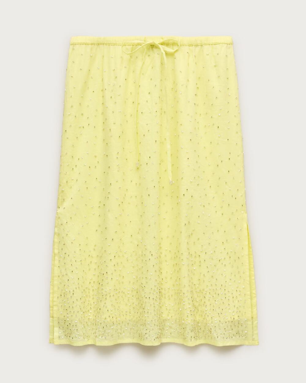 NWT J Crew Collection Drawstring Slip Skirt in Beaded Cotton Sweet Lemonade L